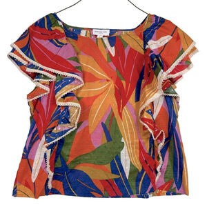 Marc New York Multicolor Ruffle Blouse Size Medium